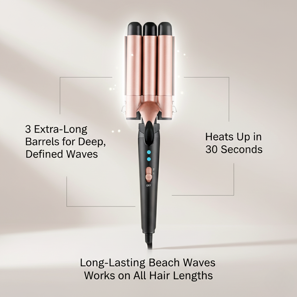 5-In-1 Hair Waver Curling Iron,3 Barrel Hair Crimper with Fast Heating Up