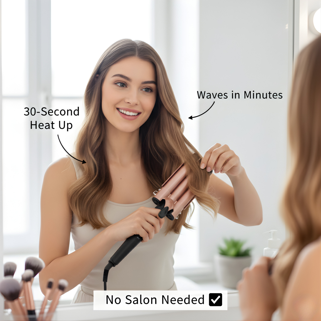 5-In-1 Hair Waver Curling Iron,3 Barrel Hair Crimper with Fast Heating Up