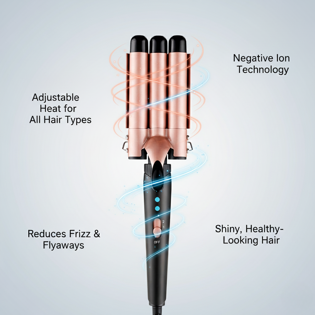 5-In-1 Hair Waver Curling Iron,3 Barrel Hair Crimper with Fast Heating Up